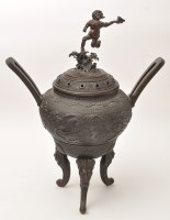 Lot 608 - Large Japanese bronze Koro and cover in the...