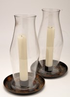 Lot 609 - Large pair of glass candle guards, with folded...