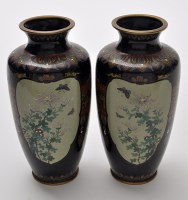 Lot 610 - Pair of Japanese cloisonne vases in the manner...