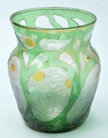 Lot 621 - Honesdale green overlay glass vase of...