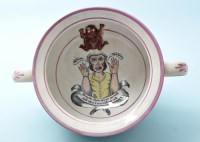Lot 631 - Coloured printed lustre pearlware frog...