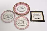 Lot 636 - Four printed lustre pearlware plaques of...