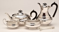 Lot 695 - An Elizabeth II silver four-piece tea service,...