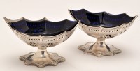 Lot 727 - A pair of George III silver table salts, marks...