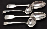 Lot 728 - A pair of George III silver sauce ladles, by...