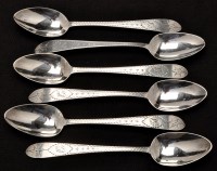 Lot 751 - Six George III silver dessert spoons, by John...