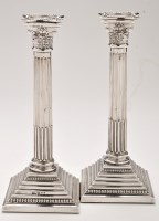 Lot 754 - A pair of Elizabeth II silver candlesticks, by...