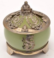 Lot 794 - A Chinese jade coloured Tibetan style silver...