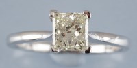 Lot 888 - A solitaire diamond ring, the princess cut...