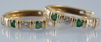 Lot 890 - A pair of emerald and diamond hoop earrings,...