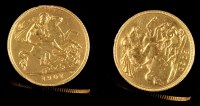 Lot 904 - Two Edward VII gold half sovereigns, dated...