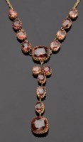 Lot 905 - A late Victorian zircon drop necklace, set...