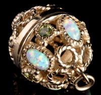 Lot 940 - An opal, peridot and yellow metal pendant, of...