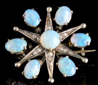 Lot 941 - An Edwardian opal and seed pearl star pattern...