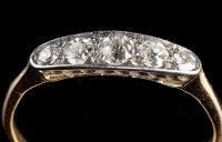 Lot 955 - A five stone diamond ring, the graduated old...