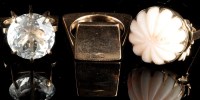 Lot 973 - Three modern rings, one set circular facet cut...