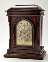 Lot 1116 - A late 19th Century mahogany bracket clock,...