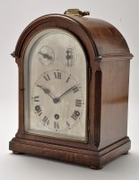 Lot 1129 - A late 19th Century oak bracket clock, with...