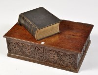 Lot 1139 - An 18th Century carved oak bible box,...
