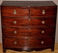 Lot 1197 - A George III mahogany bowfront chest of...