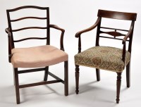 Lot 1201 - A George III mahogany carver chair, raised on...