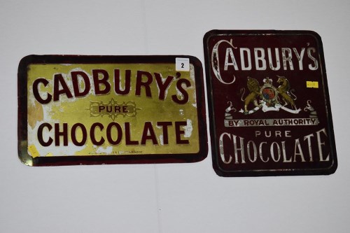 Lot 2 - Two 'Cadburys Pure Chocolate' glass...