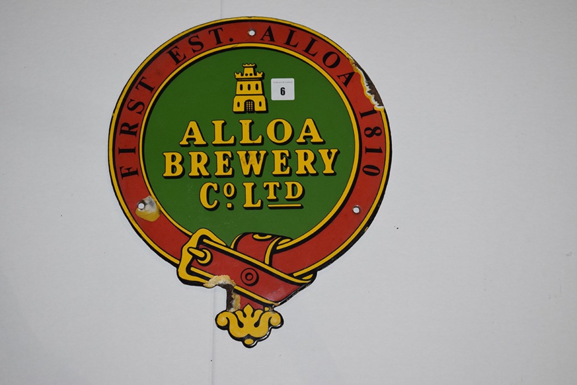 Lot 6 'Alloa Brewery Co. Ltd.', enamel advertising