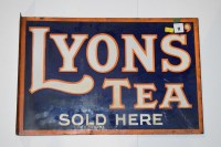 Lot 11 - 'Lyons Tea' advertising sign, double sided, 46...