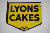 Lot 20 - 'Lyons Cakes' enamel advertising sign, double...