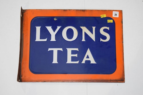 Lot 21 - 'Lyons Tea' enamel advertising sign, double...
