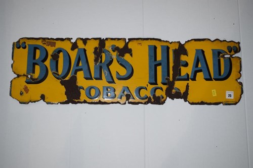 Lot 25 - 'Boar's Head Tobacco' enamel advertising sign,...