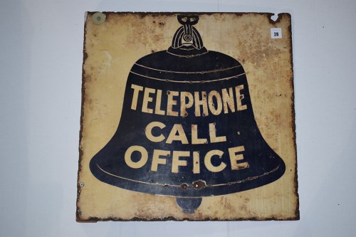 Lot 28 - 'Telephone Call Office' enamel display sign,...