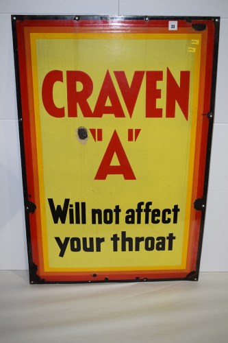 Lot 33 - 'Craven ''A'' Cigarettes' enamel advertising...