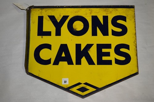Lot 37 - 'Lyons Cakes' enamel advertising sign, 45 x...