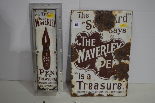 Lot 53 - The 'Waverley Pen' enamel advertising sign,...