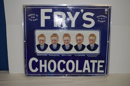 Lot 63 - Fry's 'Five Boys' chocolate enamel advertising...