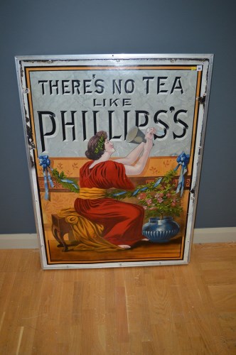 Lot 64 - 'Phillips's Tea' enamel advertising sign,...