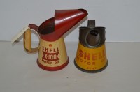 Lot 98 - Two Shell tin oil cans, one pint sized for...
