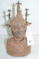 Lot 122 - A Benin bronze bust depicting a warrior with...