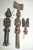 Lot 133 - Two Yoruba Shango dance wands, one depicting a...