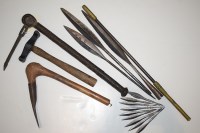 Lot 140 - West African tribal items, to include: spears;...