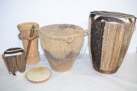 Lot 150 - African tribal animal skin drums. (5)