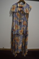 Lot 215 - A c.1920 rayon day-dress in blue with floral...