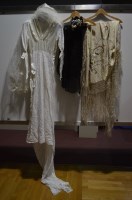 Lot 236 - A 1970's cream silk and white net wedding...