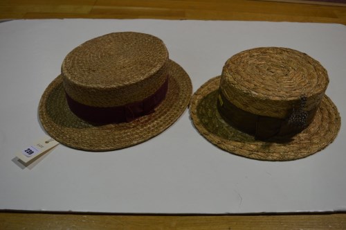 Lot 239 - Two straw boating hats, one by Dunn & Co.,...