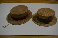 Lot 239 - Two straw boating hats, one by Dunn & Co.,...