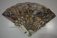 Lot 243 - A c.1800 Chinese hand painted fan depicting a...