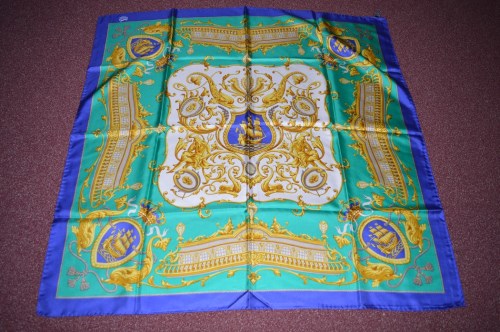 Lot 258 - A Hermes 'Galleon' pattern scarf with...