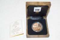 Lot 336 - A 1988 22ct. gold United Kingdom £5 coin,...