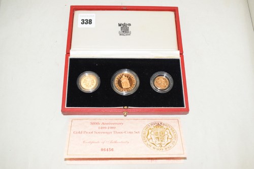 Lot 338 - The 500th Anniversary 1489-1989 gold proof...